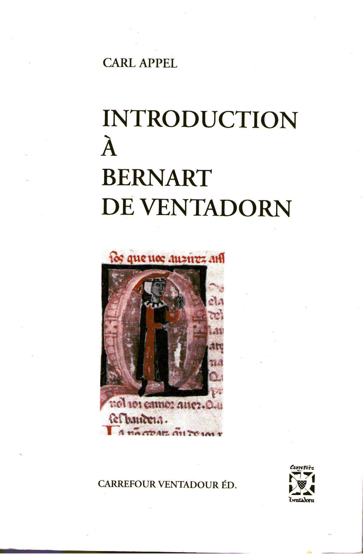 Livre Introduction à Bernart de Ventadorn Page de couverture