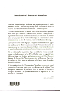 Livre Introduction à Bernart de Ventadorn 4ème Page de couverture
