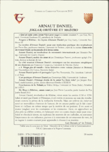 Couverture verso Arnaut Daniel, joglar, orfèvre et maístro