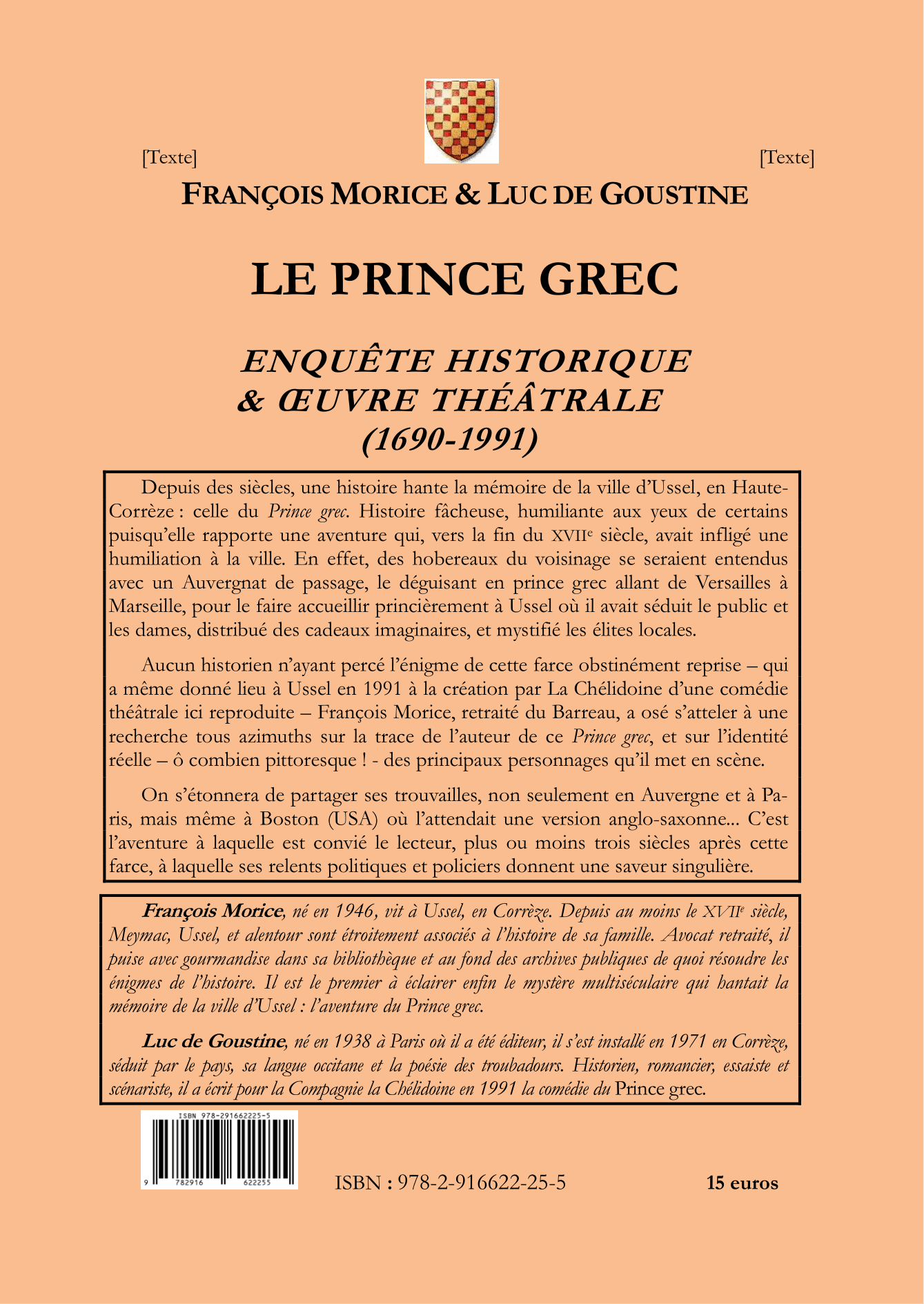 Livre Le Prince Grec, enquête histoire & œuvre théâtrale 4ème de couverture